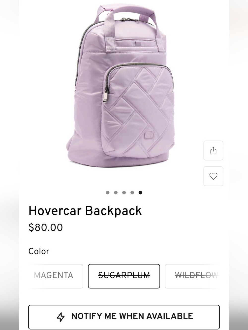 $80 Retail, NWT Lug Sugarplum Backpack, Sold Out & Hard-to-Find Color - Picture 10 of 14